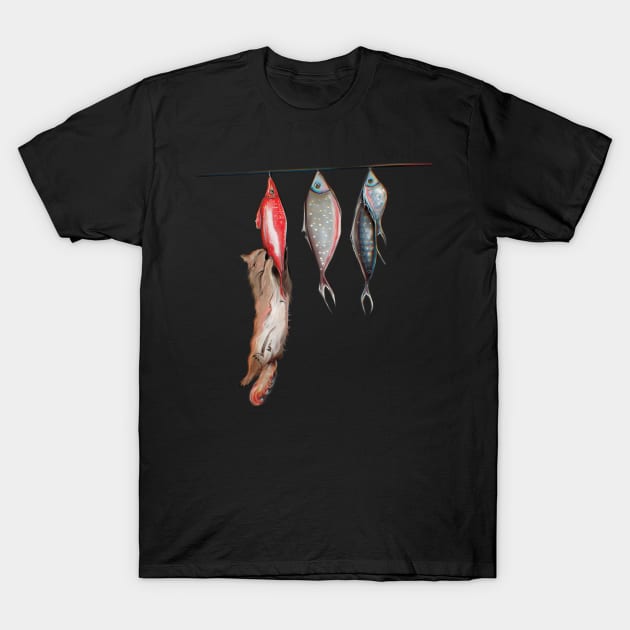 Fish catching T-Shirt by xsaxsandra